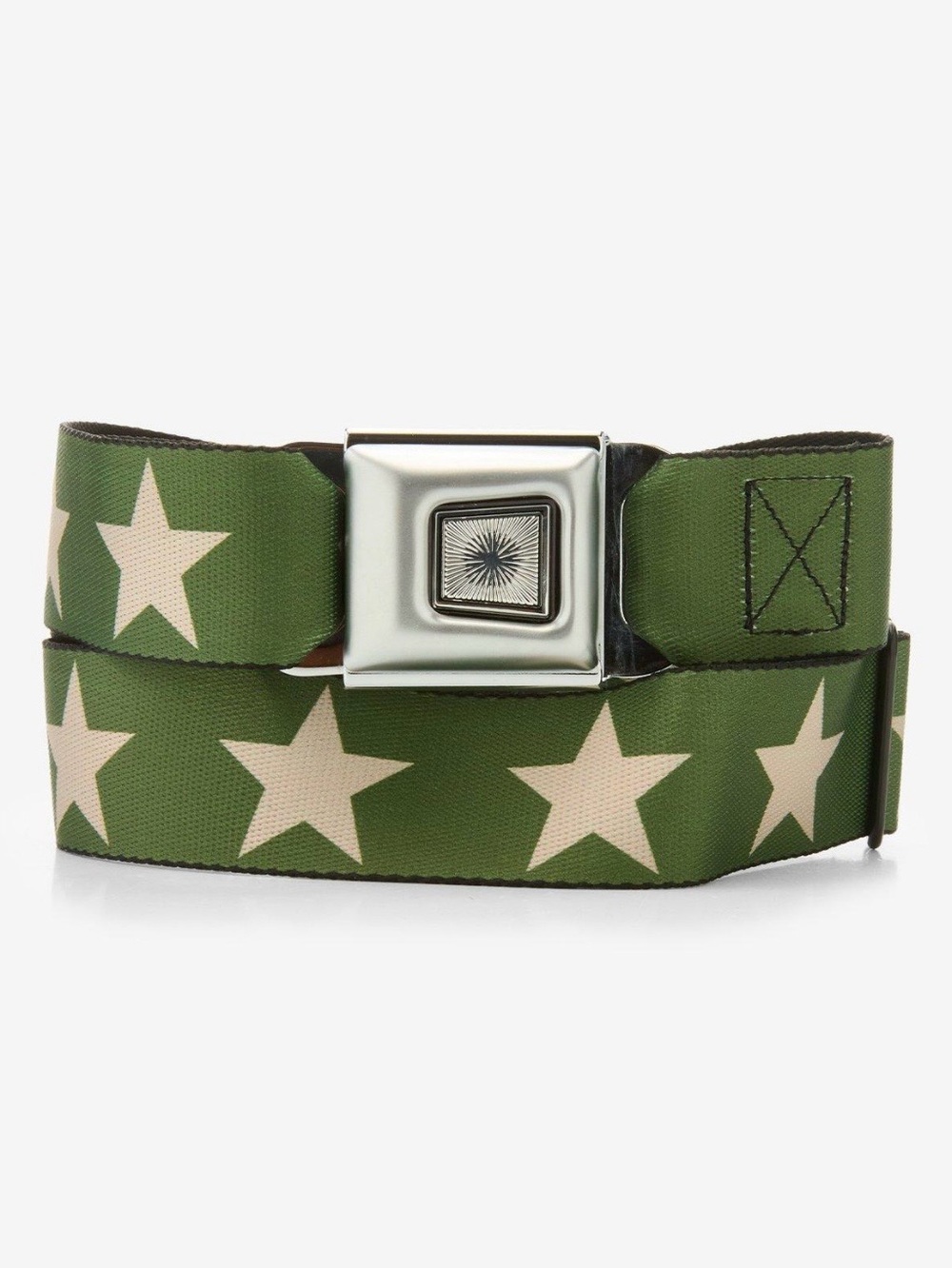 Buckle-Down Army Green & Beige Star Seat Belt Belt